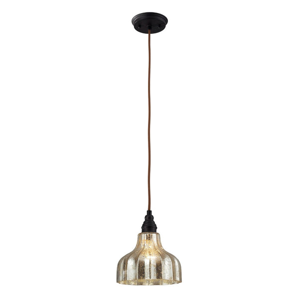 Atlas Danica Vintage-Inspired 1-Light Pendant with Scalloped Glass Shade for Elegant Indoor Spaces Oiled Bronze 8'' CL12190-BZ