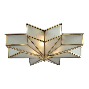 Atlas Decostar 21" Wide Art Deco 3-Light Flush Mount - Brushed Brass Fixture for Stylish Indoor Lighting CL12197-BS