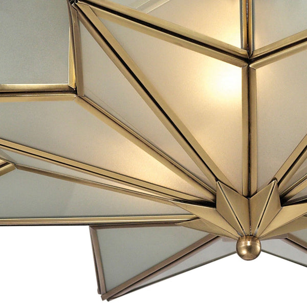 Atlas Decostar 21" Wide Art Deco 3-Light Flush Mount - Brushed Brass Fixture for Stylish Indoor Lighting CL12197-BS