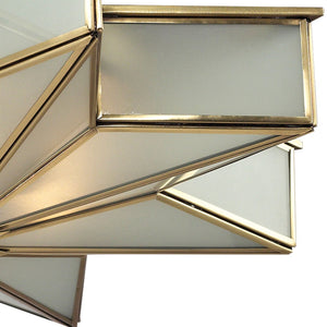Atlas Decostar 21" Wide Art Deco 3-Light Flush Mount - Brushed Brass Fixture for Stylish Indoor Lighting CL12197-BS