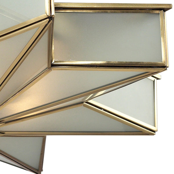 Atlas Decostar 21" Wide Art Deco 3-Light Flush Mount - Brushed Brass Fixture for Stylish Indoor Lighting CL12197-BS