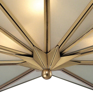 Atlas Decostar 21" Wide Art Deco 3-Light Flush Mount - Brushed Brass Fixture for Stylish Indoor Lighting CL12197-BS