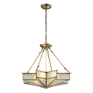 Atlas Decostar Art Deco 4-Light Chandelier - Sculptural Starburst Design for Elegant Home Illumination Brushed Brass 25'' CL12198-BS