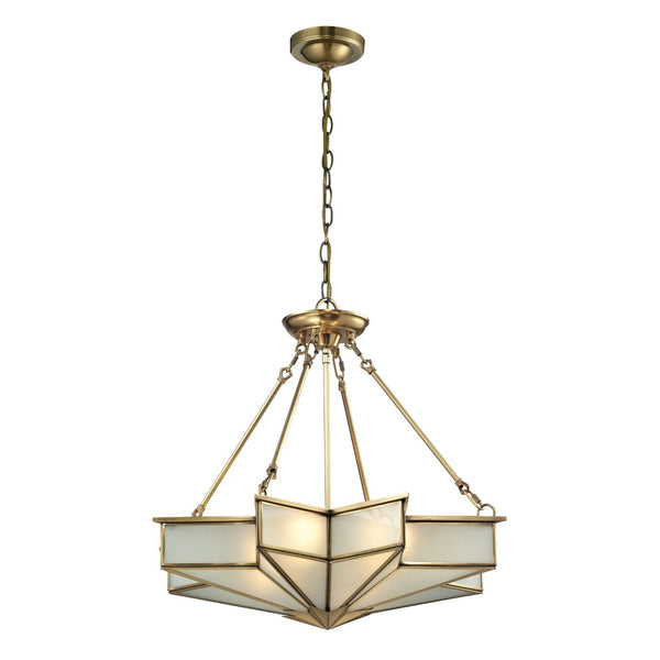 Atlas Decostar Art Deco 4-Light Chandelier - Sculptural Starburst Design for Elegant Home Illumination Brushed Brass 25'' CL12198-BS