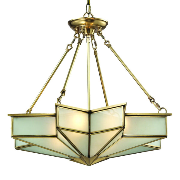 Atlas Decostar Art Deco 4-Light Chandelier - Sculptural Starburst Design for Elegant Home Illumination Brushed Brass 25'' CL12198-BS