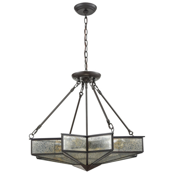 Atlas Decostar Art Deco 4-Light Chandelier - Sculptural Starburst Design for Elegant Home Illumination Oil Rubbed Bronze CL12198-BZ