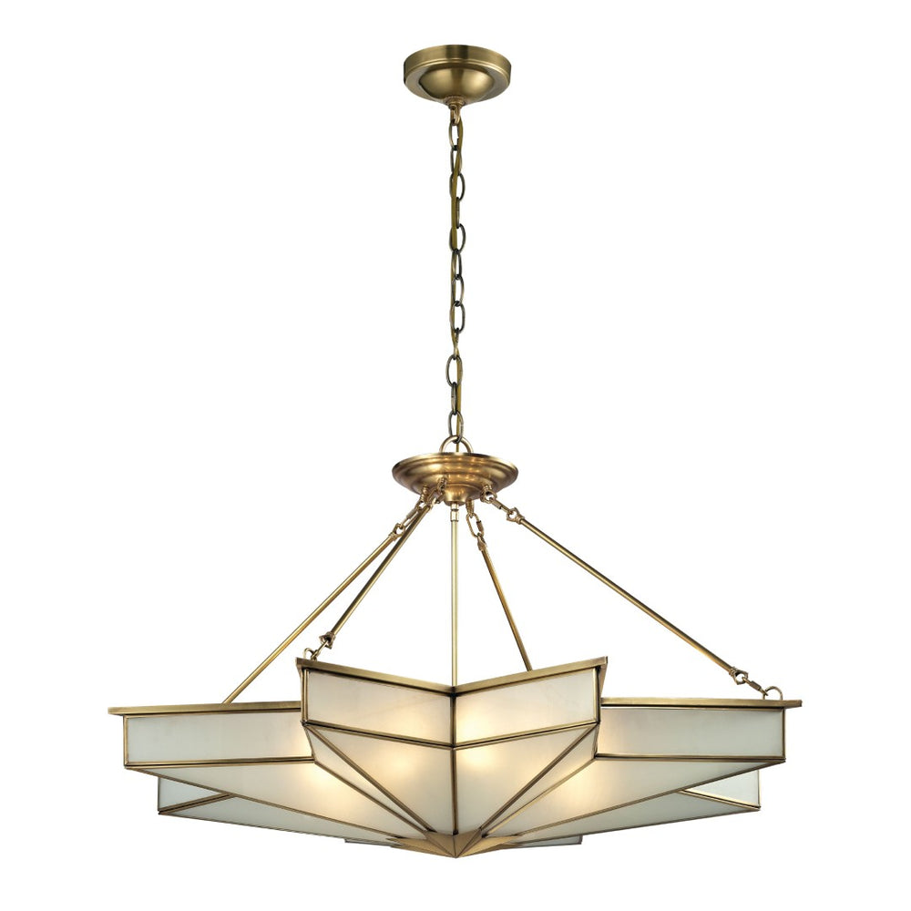 Atlas Decostar Art Deco 4-Light Chandelier - Sculptural Starburst Design for Elegant Home Illumination Brushed Brass 43'' CL12199-BS