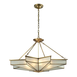 Atlas Decostar Art Deco 4-Light Chandelier - Sculptural Starburst Design for Elegant Home Illumination Brushed Brass 43'' CL12199-BS