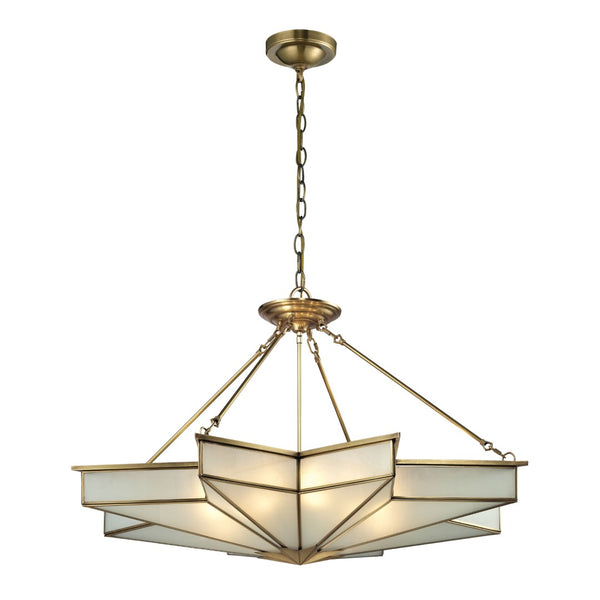 Atlas Decostar Art Deco 4-Light Chandelier - Sculptural Starburst Design for Elegant Home Illumination Brushed Brass 43'' CL12199-BS