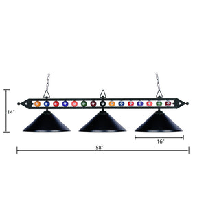 Atlas Designer Classics 58'' Wide 3-Light Linear Chandelier in Matte Black - Elegant Illumination for Any Space CL12203-BK1