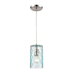Atlas Diamond Pleat 5" Wide Pendant Light - Elegant Satin Nickel with Light-Blue Glass Shade Design CL12204-BL