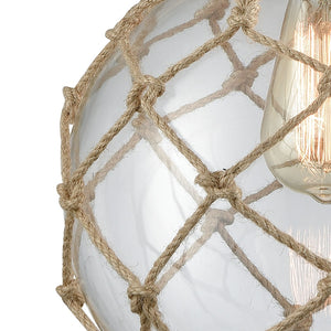 Atlas Dragnet 10'' Wide 1-Light Mini Pendant - Coastal Charm with Satin Brass & Clear Glass Globe Design CL12207-BS