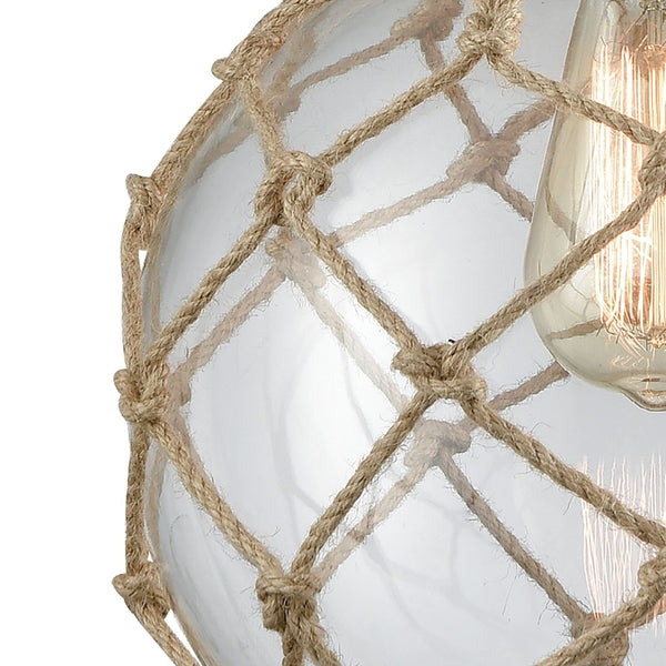 Atlas Dragnet 10'' Wide 1-Light Mini Pendant - Coastal Charm with Satin Brass & Clear Glass Globe Design CL12207-BS