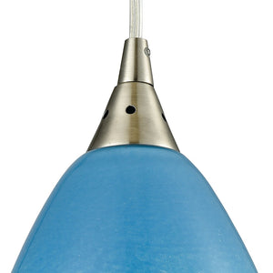 Atlas Earth 5'' Wide Pendant Light - Elegant Satin Nickel with Calming Sand-Colored Sky Blue Glass Shade CL12209-BL