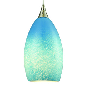 Atlas Earth 5'' Wide Pendant Light - Elegant Satin Nickel with Calming Sand-Colored Sky Blue Glass Shade CL12209-BL