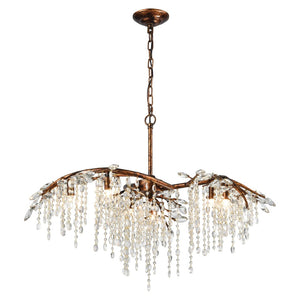Atlas Elia 6-Light Chandelier - Organic-Inspired Design with Cascading Crystals for Elegant Illumination Spanish Bronze 32'' CL12210-BZ