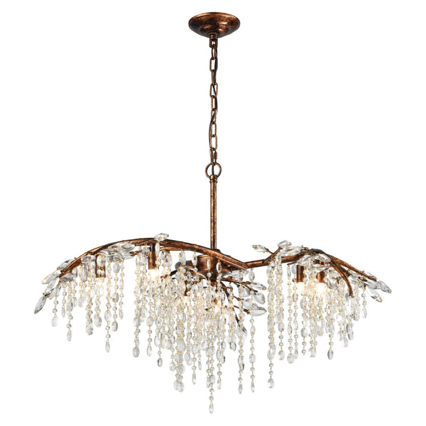 Atlas Elia 6-Light Chandelier - Organic-Inspired Design with Cascading Crystals for Elegant Illumination Spanish Bronze 32'' CL12210-BZ