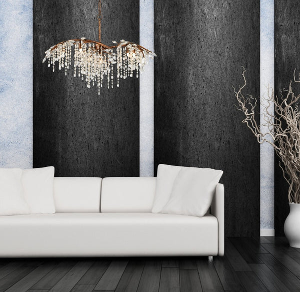 Atlas Elia 6-Light Chandelier - Organic-Inspired Design with Cascading Crystals for Elegant Illumination Spanish Bronze 32'' CL12210-BZ