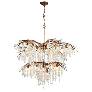 Atlas Elia 6-Light Chandelier - Organic-Inspired Design with Cascading Crystals for Elegant Illumination Spanish Bronze 41'' CL12211-BZ