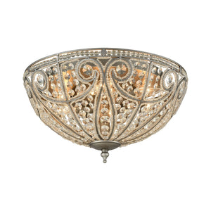 Atlas Elizabethan 3-Light Flush Mount – Elegant Indoor Lighting Fixture for Hallways and Living Spaces Weathered Zinc CL12214-SV