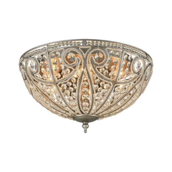 Atlas Elizabethan 3-Light Flush Mount – Elegant Indoor Lighting Fixture for Hallways and Living Spaces Weathered Zinc CL12214-SV