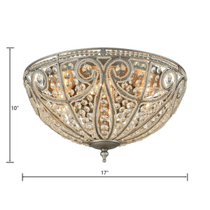 Atlas Elizabethan 3-Light Flush Mount – Elegant Indoor Lighting Fixture for Hallways and Living Spaces Weathered Zinc CL12214-SV