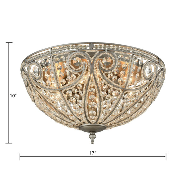 Atlas Elizabethan 3-Light Flush Mount – Elegant Indoor Lighting Fixture for Hallways and Living Spaces Weathered Zinc CL12214-SV