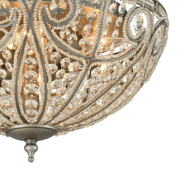Atlas Elizabethan 3-Light Flush Mount – Elegant Indoor Lighting Fixture for Hallways and Living Spaces Weathered Zinc CL12214-SV