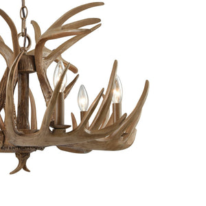 Atlas Elk 3-Light Antler Chandelier – Rustic Lodge Lighting for Dining Rooms and Cozy Living Spaces Wood Tone 25'' CL12222-BN