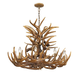Atlas Elk 3-Light Antler Chandelier – Rustic Lodge Lighting for Dining Rooms and Cozy Living Spaces Wood Tone 32'' CL12223-BN