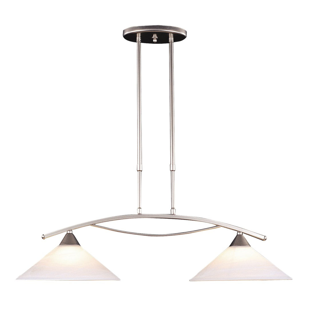 Atlas Elysburg Modern 2-Light Linear Chandelier - Elegant Geometric Design for Dining and Kitchen Spaces Satin Nickel 43'' CL12227-NK