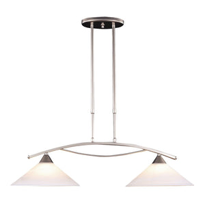 Atlas Elysburg Modern 2-Light Linear Chandelier - Elegant Geometric Design for Dining and Kitchen Spaces Satin Nickel 31'' CL12226-NK