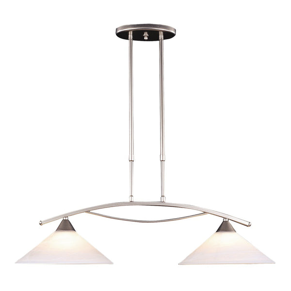 Atlas Elysburg Modern 2-Light Linear Chandelier - Elegant Geometric Design for Dining and Kitchen Spaces Satin Nickel 31'' CL12226-NK