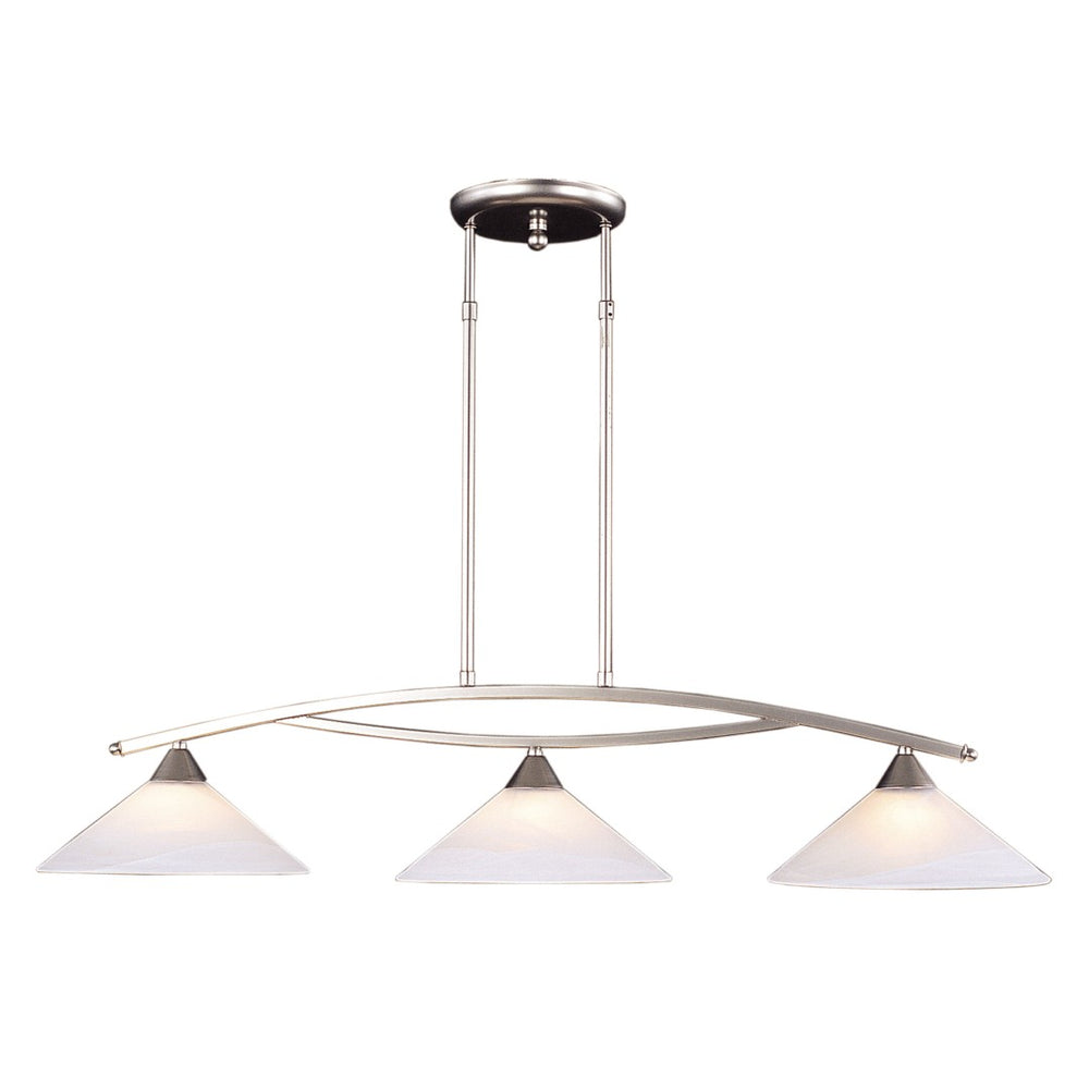 Atlas Elysburg Modern 2-Light Linear Chandelier - Elegant Geometric Design for Dining and Kitchen Spaces Satin Nickel 43'' CL12227-NK