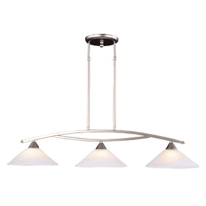Atlas Elysburg Modern 2-Light Linear Chandelier - Elegant Geometric Design for Dining and Kitchen Spaces Satin Nickel 43'' CL12227-NK