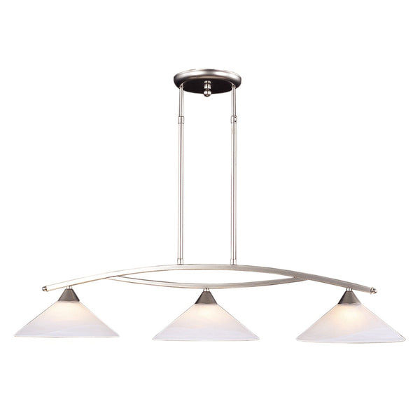 Atlas Elysburg Modern 2-Light Linear Chandelier - Elegant Geometric Design for Dining and Kitchen Spaces Satin Nickel 43'' CL12227-NK