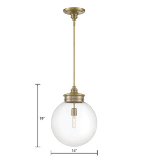 Atlas Emma Pendant Light - Minimalist Elegance with Glass Diffuser for Warm, Inviting Illumination Antique Brass 14'' CL12228-BS