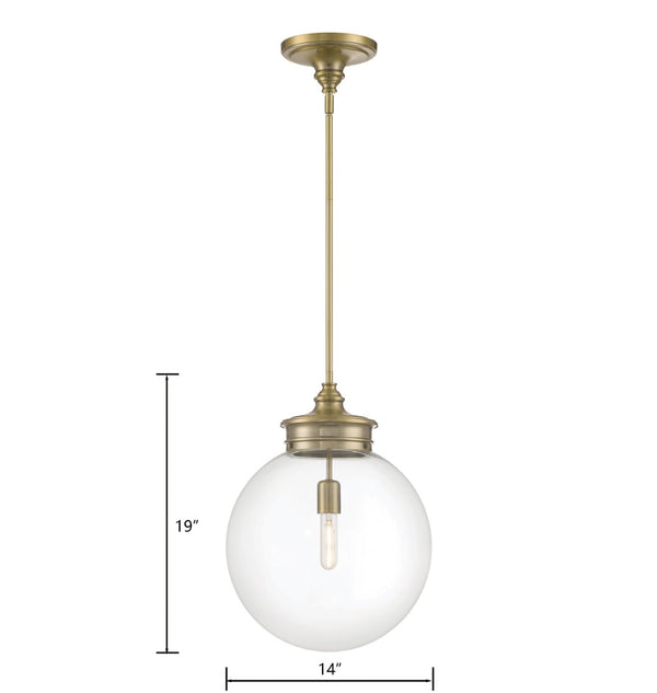 Atlas Emma Pendant Light - Minimalist Elegance with Glass Diffuser for Warm, Inviting Illumination Antique Brass 14'' CL12228-BS