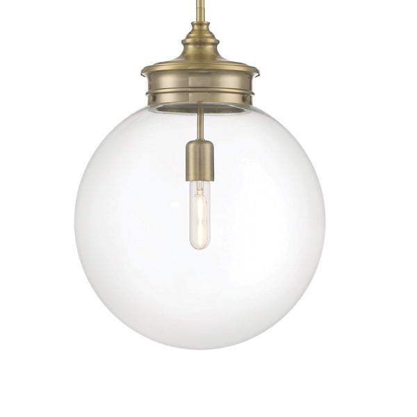 Atlas Emma Pendant Light - Minimalist Elegance with Glass Diffuser for Warm, Inviting Illumination Antique Brass 14'' CL12228-BS