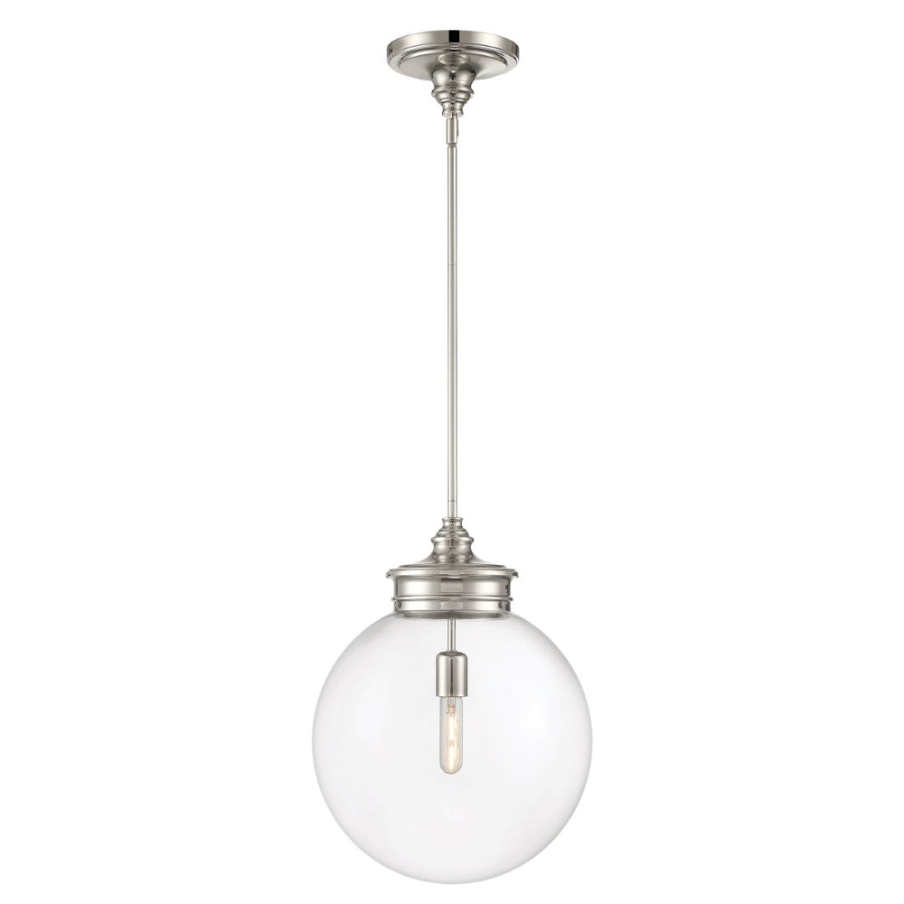 Atlas Emma Pendant Light - Minimalist Elegance with Glass Diffuser for Warm, Inviting Illumination Polished Nickel 14'' CL12228-NK