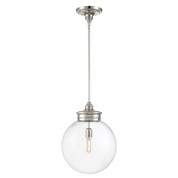 Atlas Emma Pendant Light - Minimalist Elegance with Glass Diffuser for Warm, Inviting Illumination Polished Nickel 14'' CL12228-NK