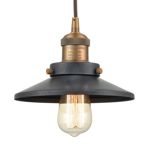 Atlas English Pub 1-Light Mini Pendant - Vintage Industrial Style in Antique Brass for Charming Spaces CL12236-BK