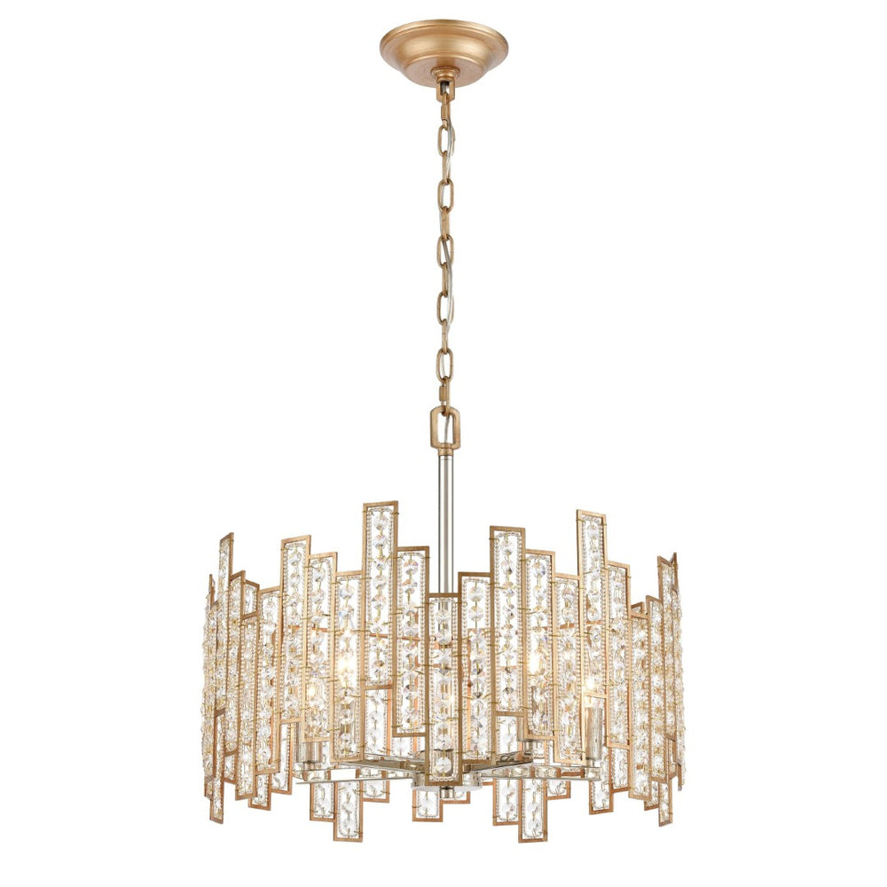 Atlas Equilibrium 5-Light Chandelier - Striking Modern Design with Geometric Silhouettes and Crystals Matte Gold 19'' CL12238-GD
