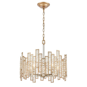 Atlas Equilibrium 5-Light Chandelier - Striking Modern Design with Geometric Silhouettes and Crystals Matte Gold 19'' CL12238-GD