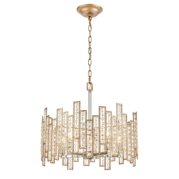 Atlas Equilibrium 5-Light Chandelier - Striking Modern Design with Geometric Silhouettes and Crystals Matte Gold 19'' CL12238-GD