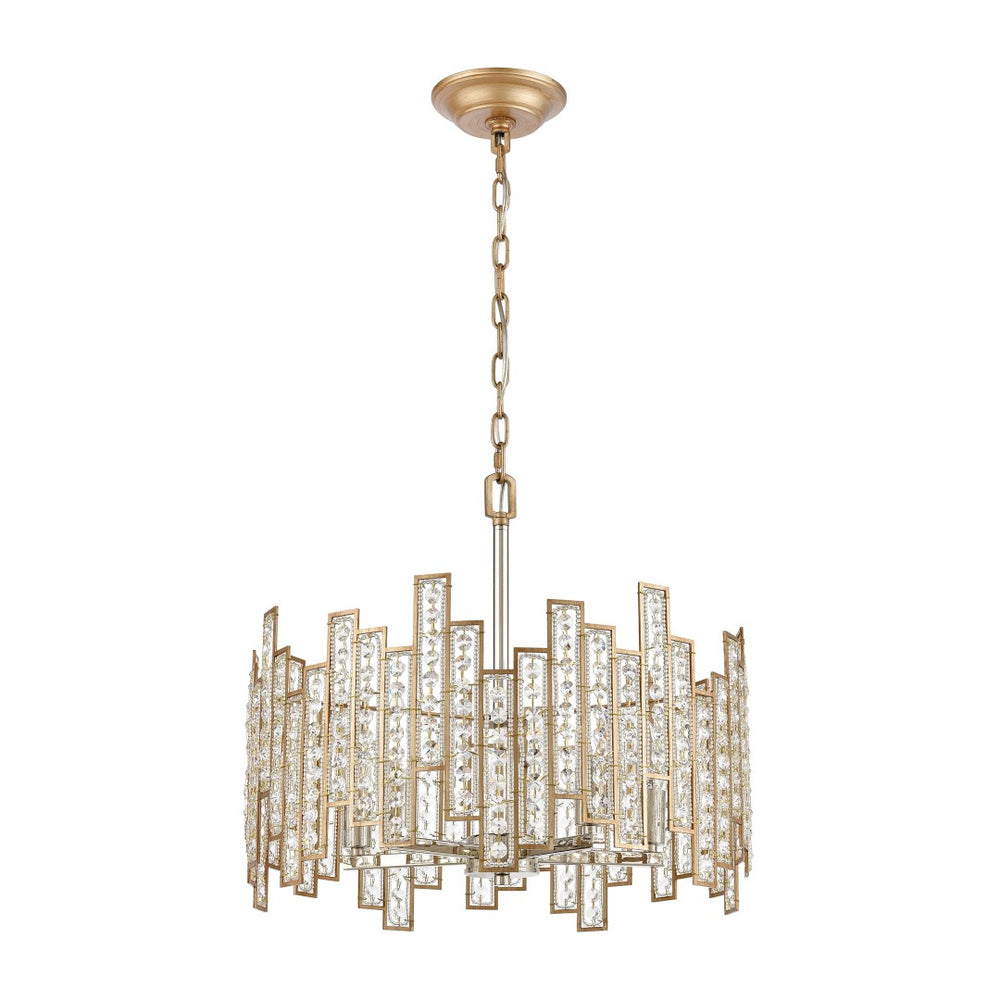 Atlas Equilibrium 5-Light Chandelier - Striking Modern Design with Geometric Silhouettes and Crystals Matte Gold 19'' CL12238-GD
