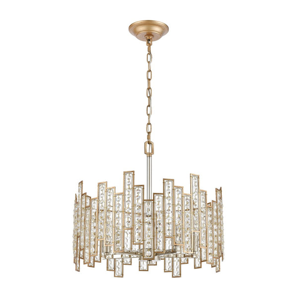 Atlas Equilibrium 5-Light Chandelier - Striking Modern Design with Geometric Silhouettes and Crystals Matte Gold 19'' CL12238-GD