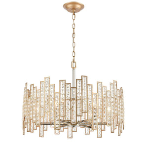 Atlas Equilibrium 5-Light Chandelier - Striking Modern Design with Geometric Silhouettes and Crystals Matte Gold 24'' CL12239-GD