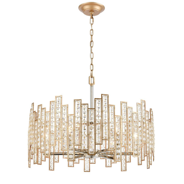 Atlas Equilibrium 5-Light Chandelier - Striking Modern Design with Geometric Silhouettes and Crystals Matte Gold 24'' CL12239-GD