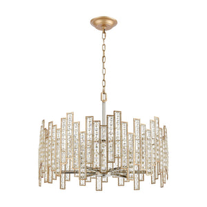 Atlas Equilibrium 5-Light Chandelier - Striking Modern Design with Geometric Silhouettes and Crystals Matte Gold 24'' CL12239-GD